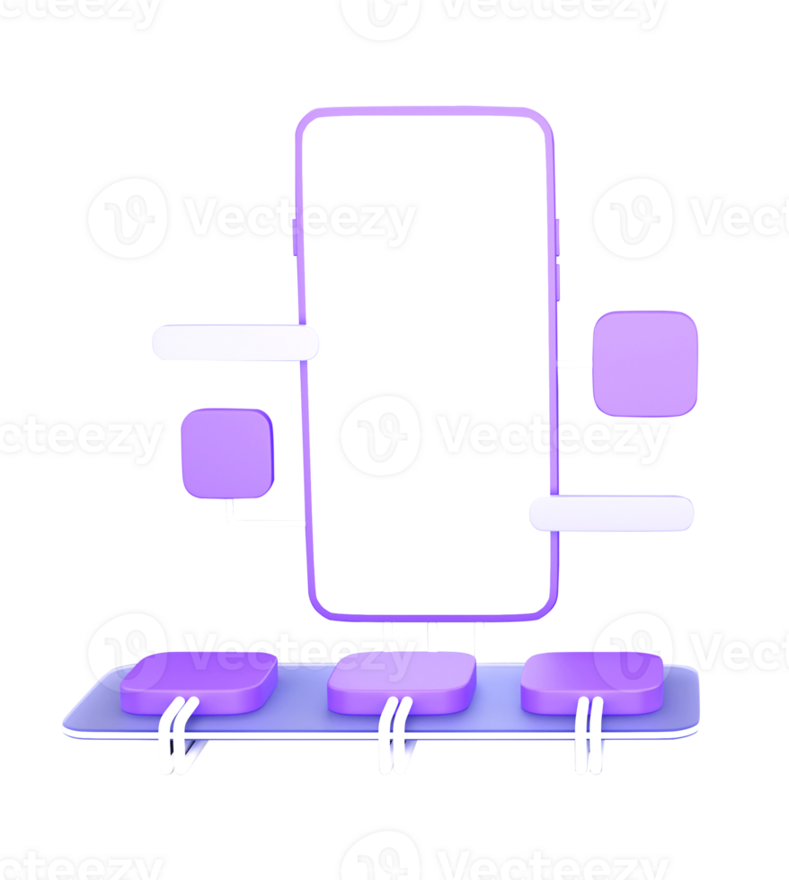 3d hacer de conectando teléfono inteligente pantalla y Copiar espacio en blanco antecedentes. png