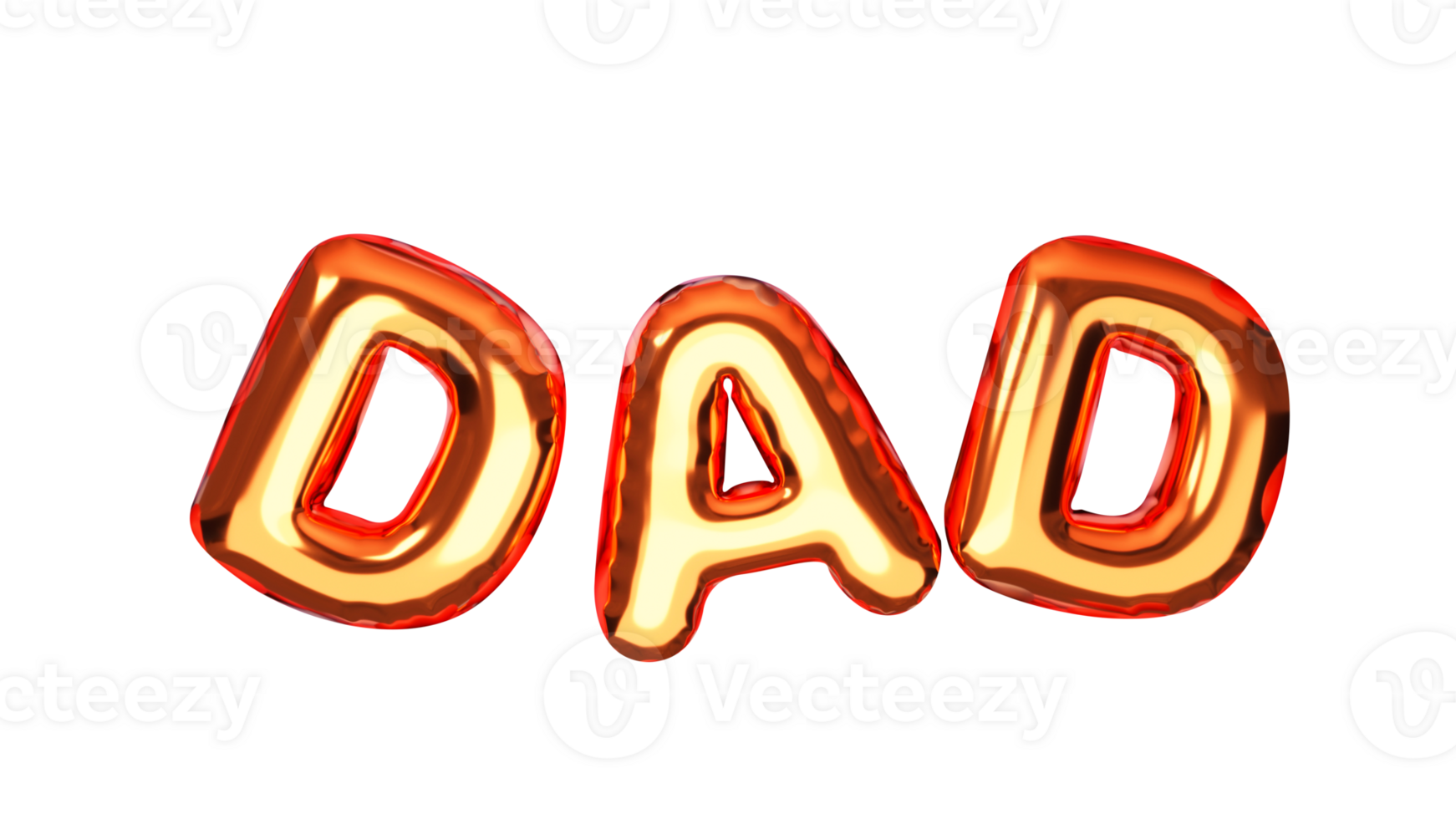 Golden Balloon Dad Font Against White Background. png