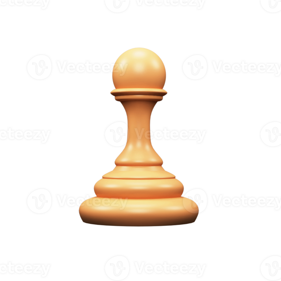 3D Render of Golden Pawn Chess Piece On White Background. png