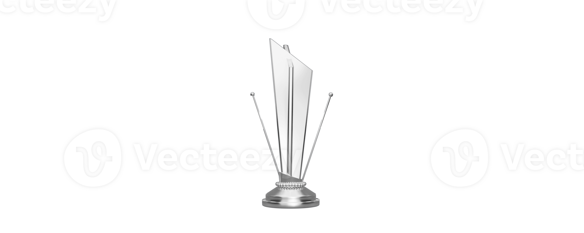 3D Silver Trophy Cup With Empty Double Flag Stand And Copy Space. png