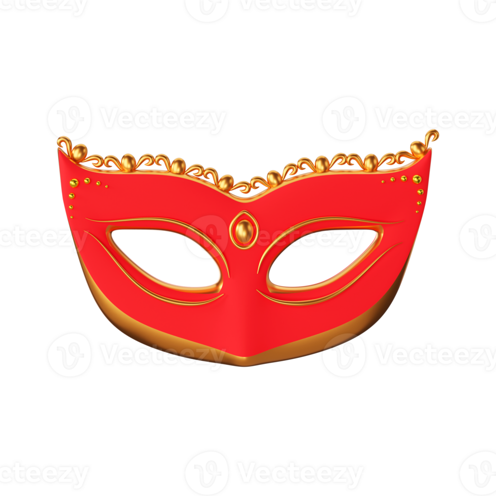 Golden And Orange Masquerade Mask 3D Render Icon. png