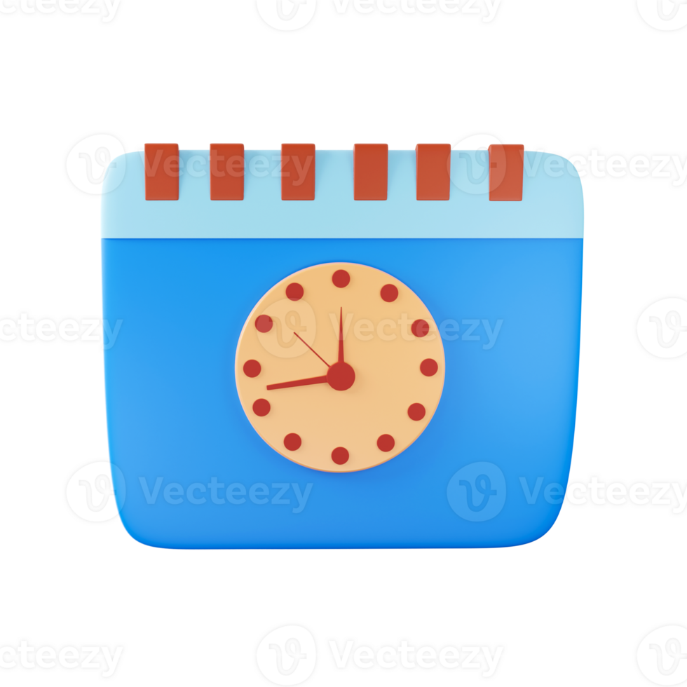 Blue And Orange Calendar Clock Icon In 3D Render. png