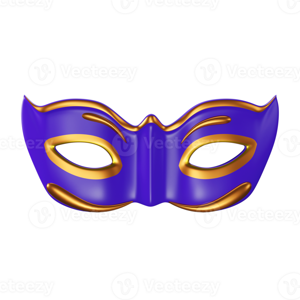 Purple And Golden Party Mask In 3D Render. png