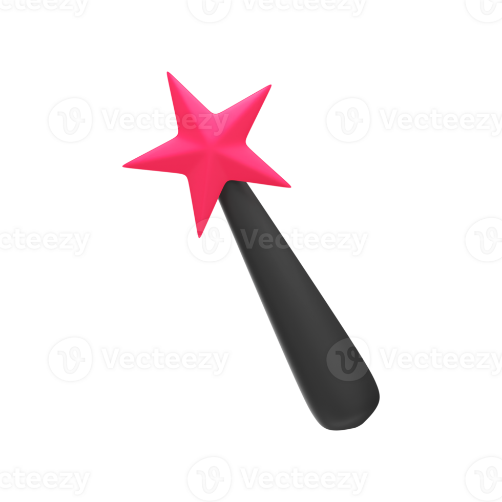 Pink And Grey Illustration Of Magic Wand 3D Icon. png