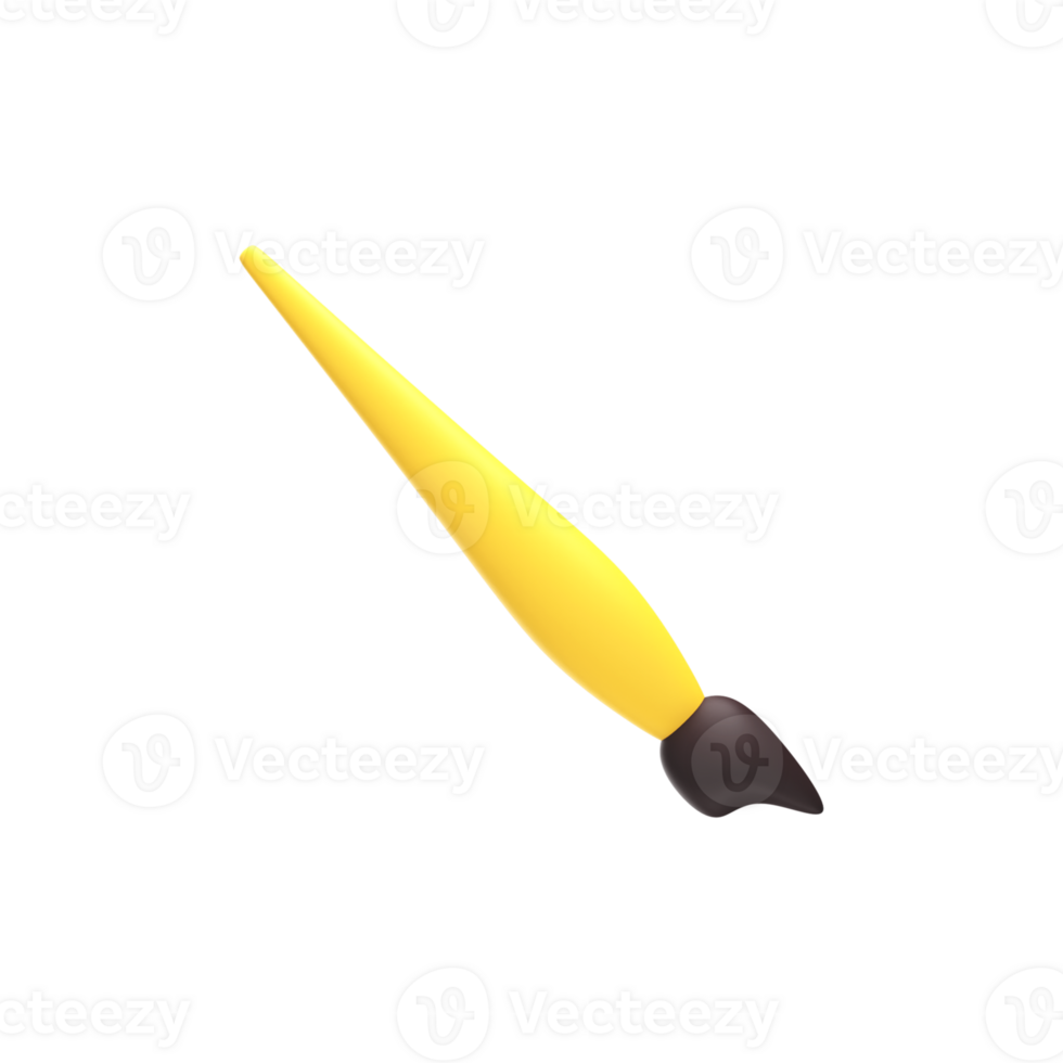 Yellow Drawing Brush Icon In 3D Render. png