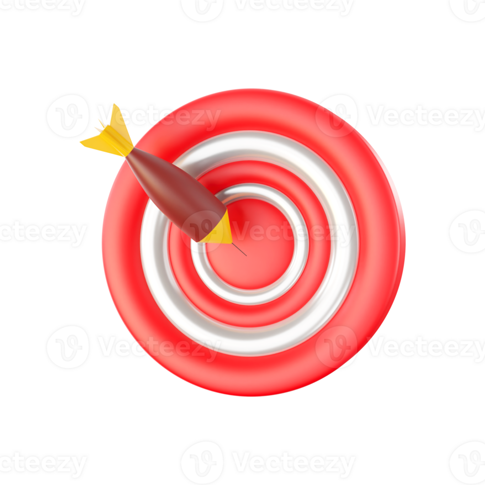 Rocket Dart Hit Center Point 3D Illustration Against White Background. png