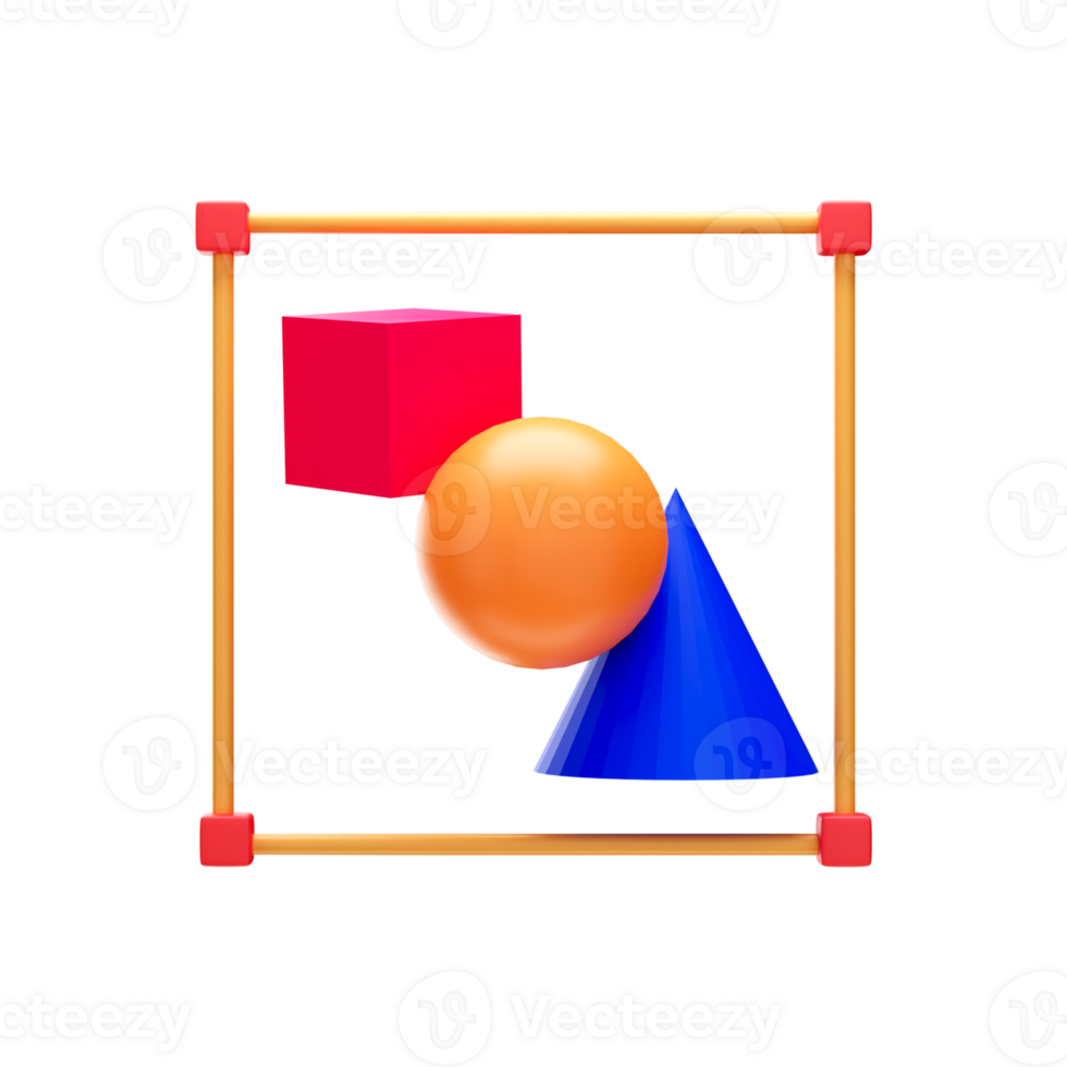 Colorful Shapes Tool Icon In 3D Style. png