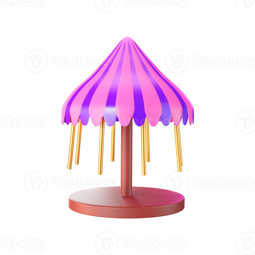 3D Render of Pink Carousel Swing Over White Background. png