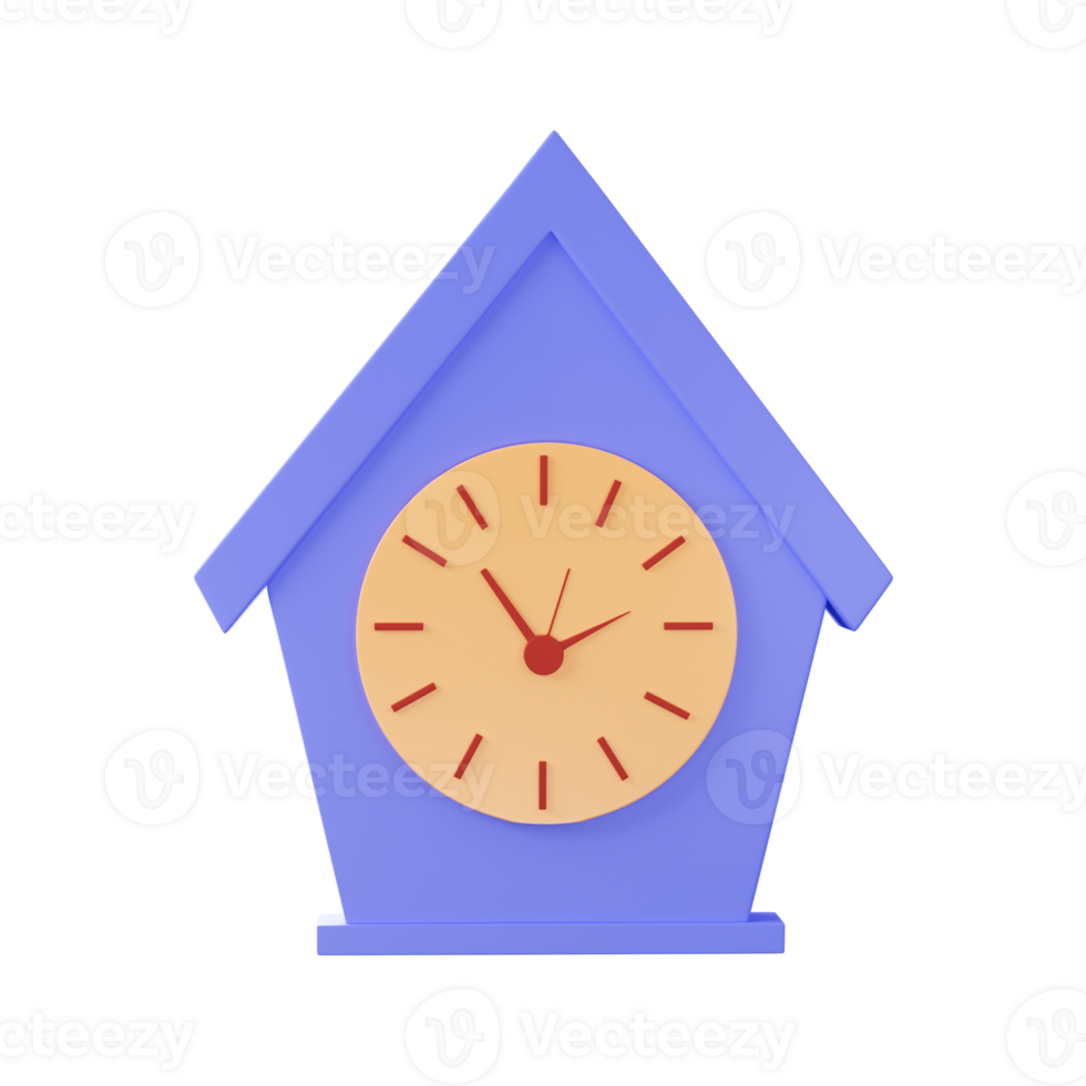 Jaune et violet cabane l'horloge icône dans 3d style. png