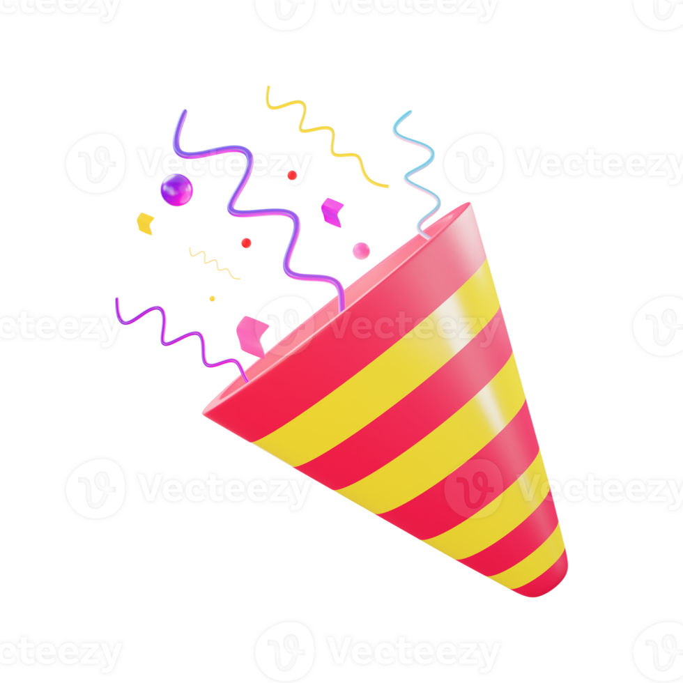 3D Render Illustration of Blast Party Popper Icon. png