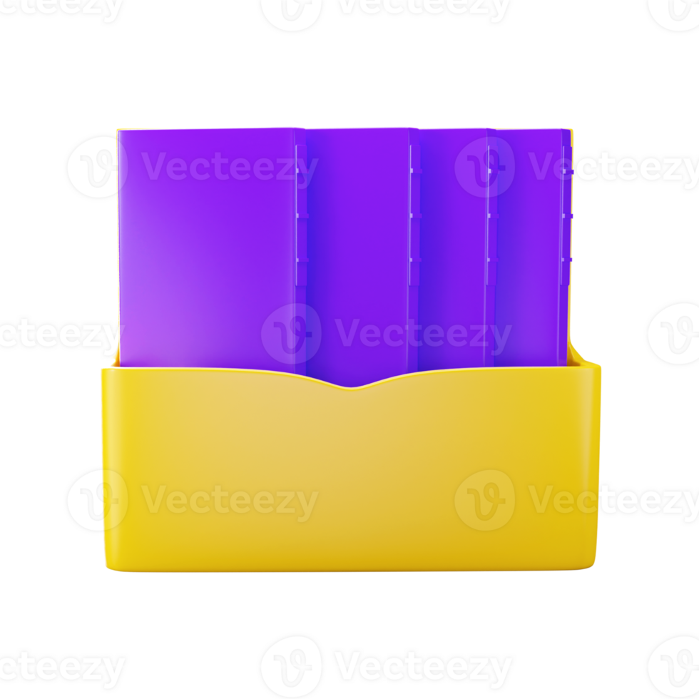 Yellow And Purple Illustration of File Box 3D Icon. png
