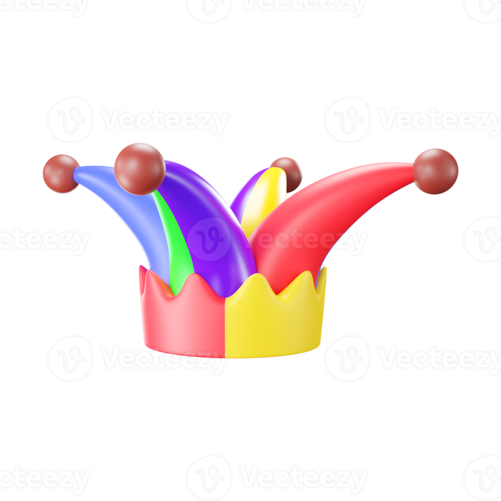 Colorful Jester Hat Icon In 3D Render. png