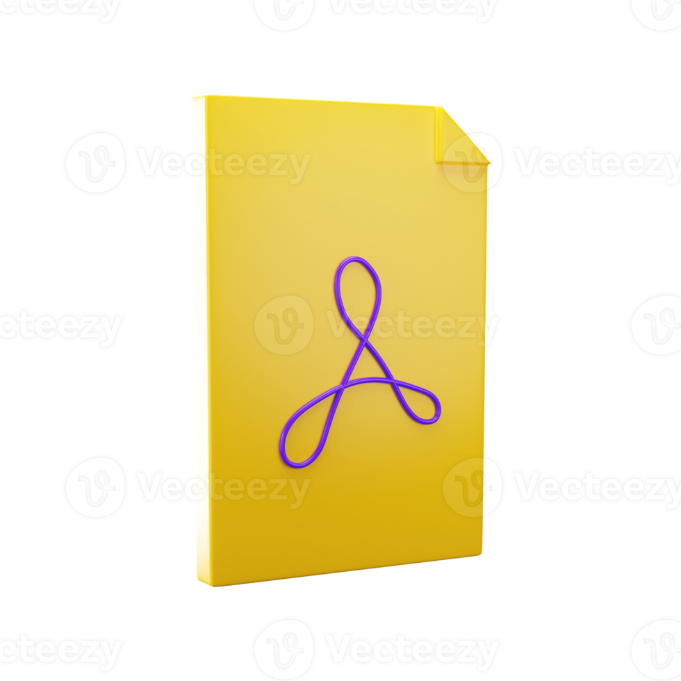 Yellow And Purple Acrobat File Icon In 3D Style. png