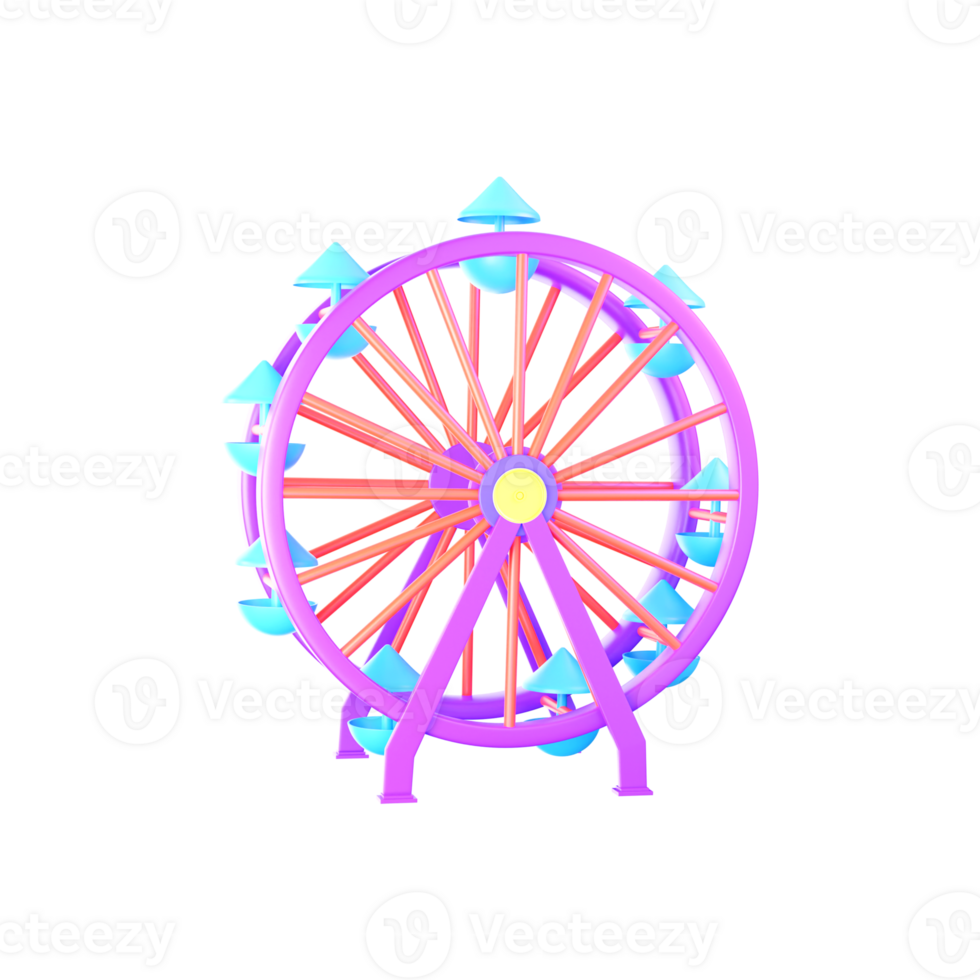 3D Render of Umbrella Ferris Wheel Icon In Pink And Blue Color. png