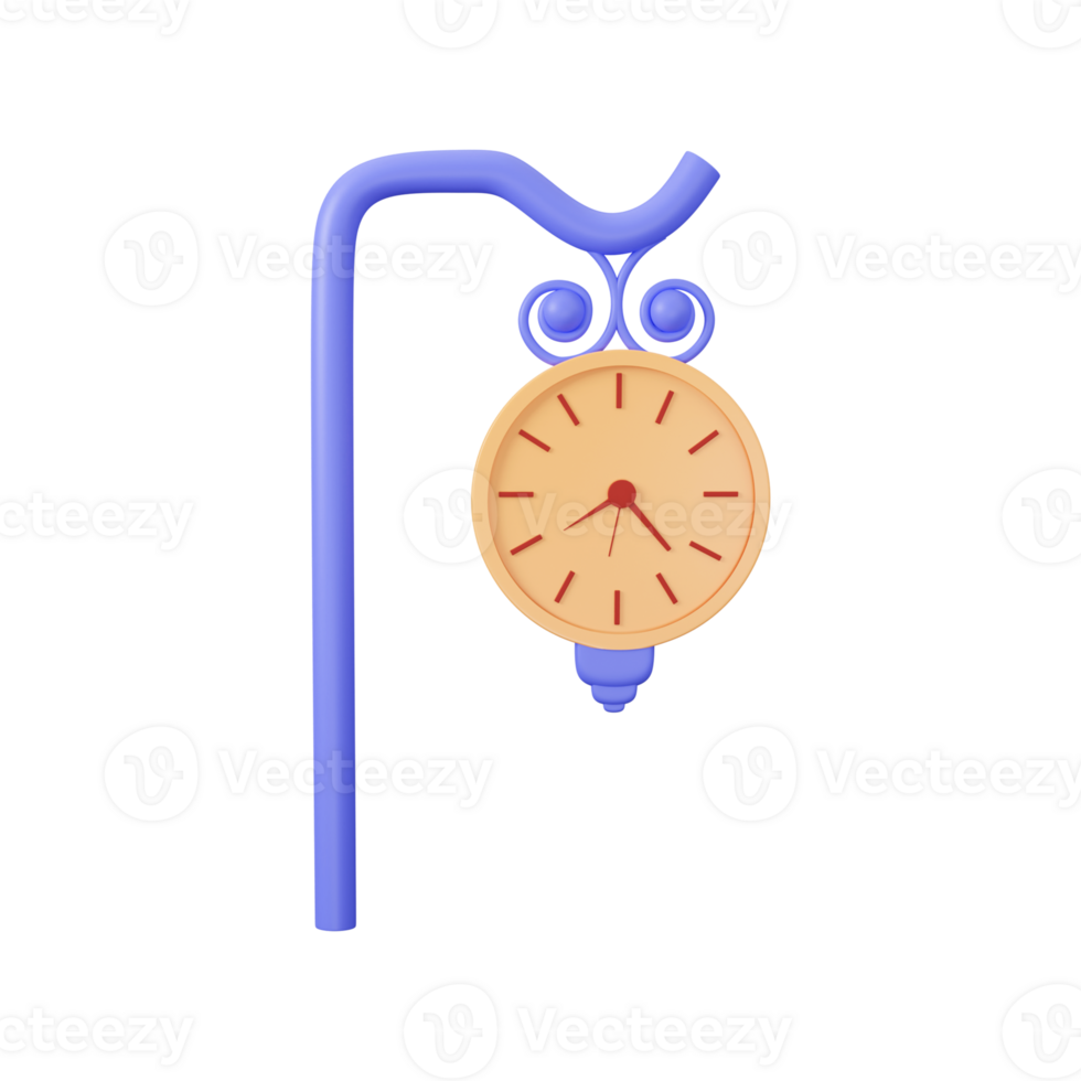 Violeta y naranja colgando calle reloj 3d hacer icono. png