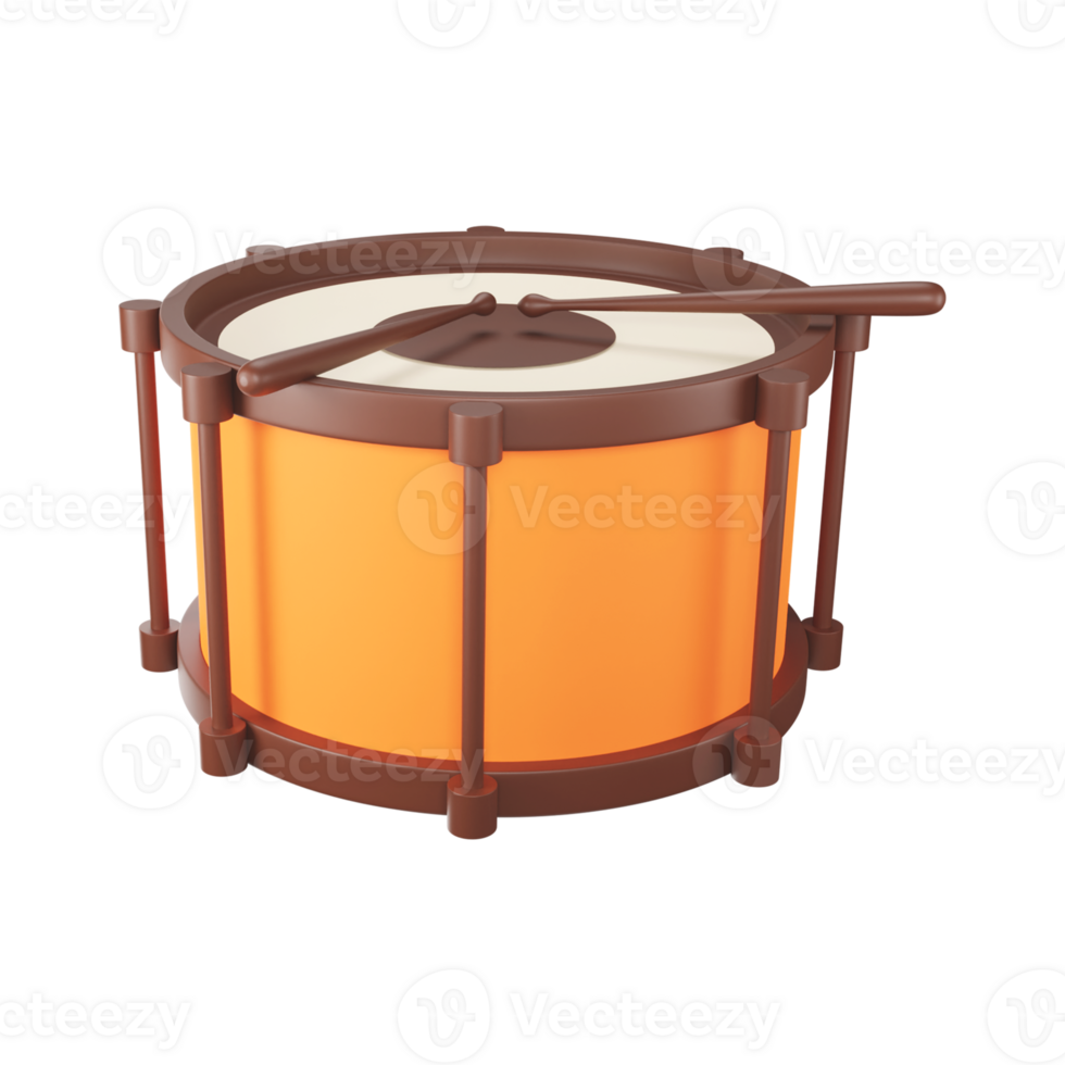 brun och orange snara trumma ikon i 3d stil. png