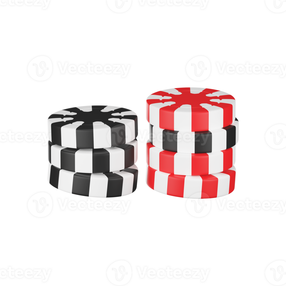 Red And Black Poker Chip Collection Icon In 3D Style. png