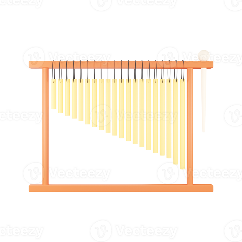 3D Style Bar Chimes Stand Icon In Yellow Color. png