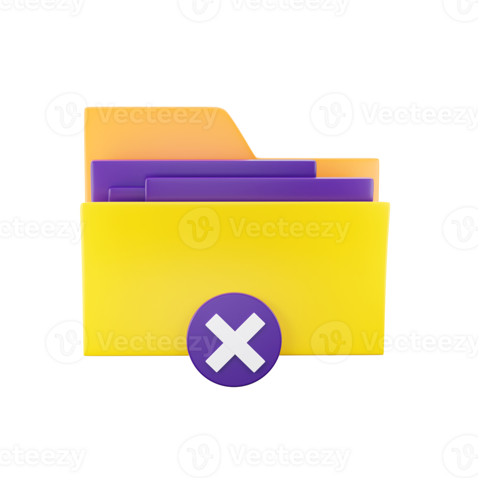 Yellow And Purple Remove Folder Icon In 3D Render. png