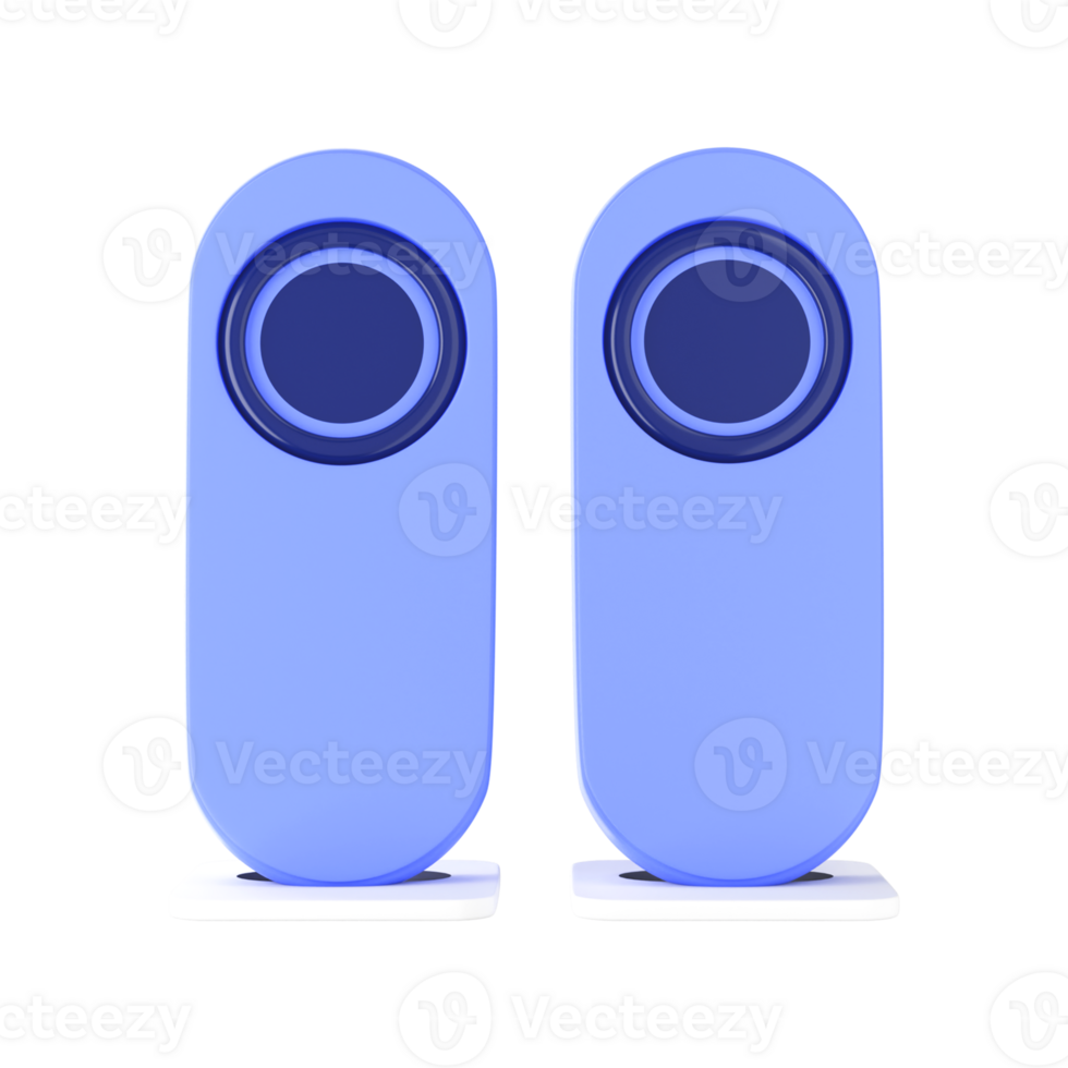 Two Blue Wireless Speakers 3D Render Icon. png