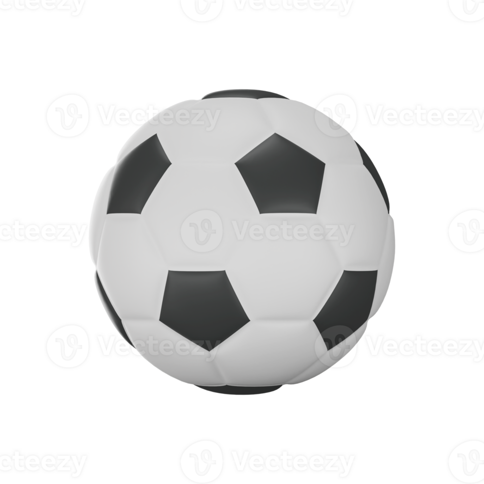 zwart en wit illustratie van voetbal bal icoon in 3d stijl. png