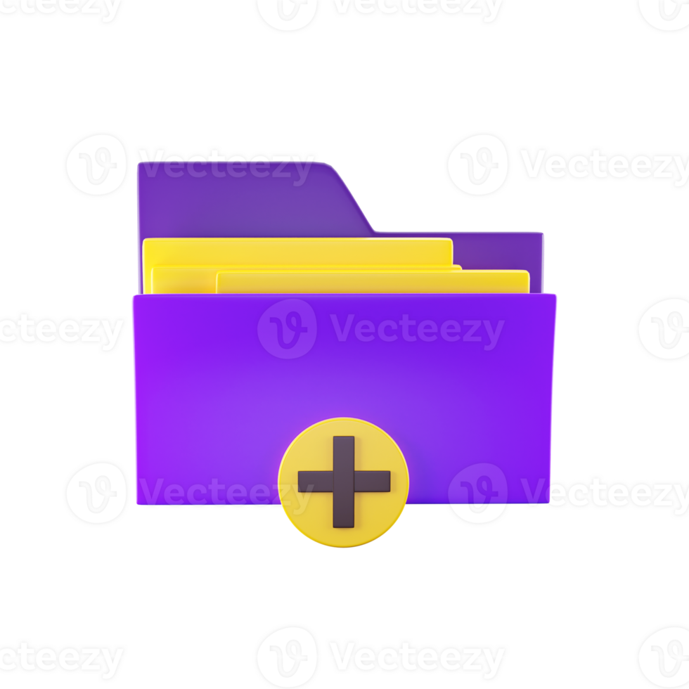 3D Style Add Folder Icon In Yellow And Purple Color. png