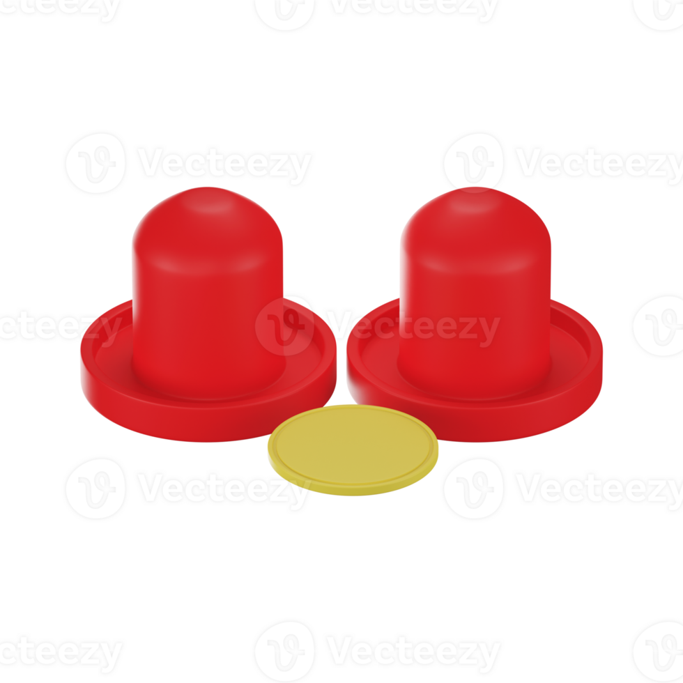 3D Style Air Hockey Puck And Pusher Icon In Red And Yellow Color. png