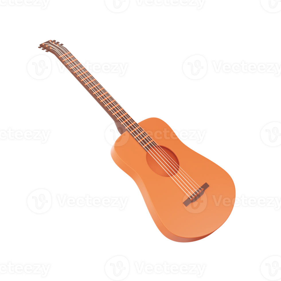 3d estilo guitarra icono en naranja color. png