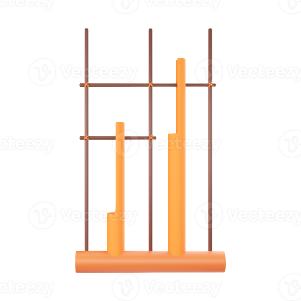 dourado Angklung musical instrumento 3d ícone. png