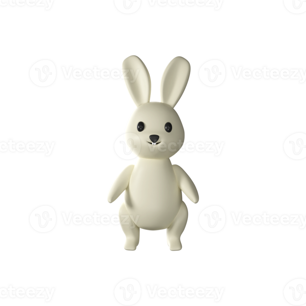 3D Render of Cute Funny Rabbit Cartoon Standing On Black Background. png