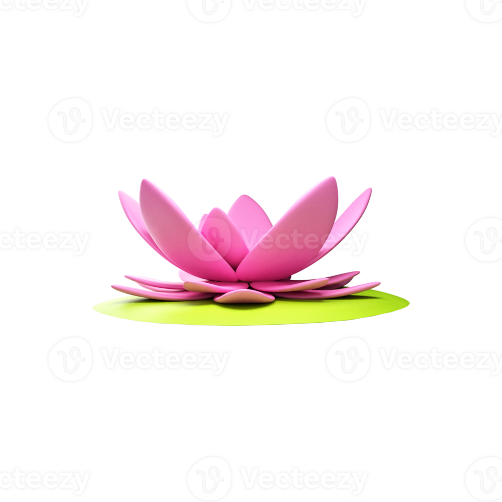 Pink Lotus Flower Blooming Icon In 3D Render. png