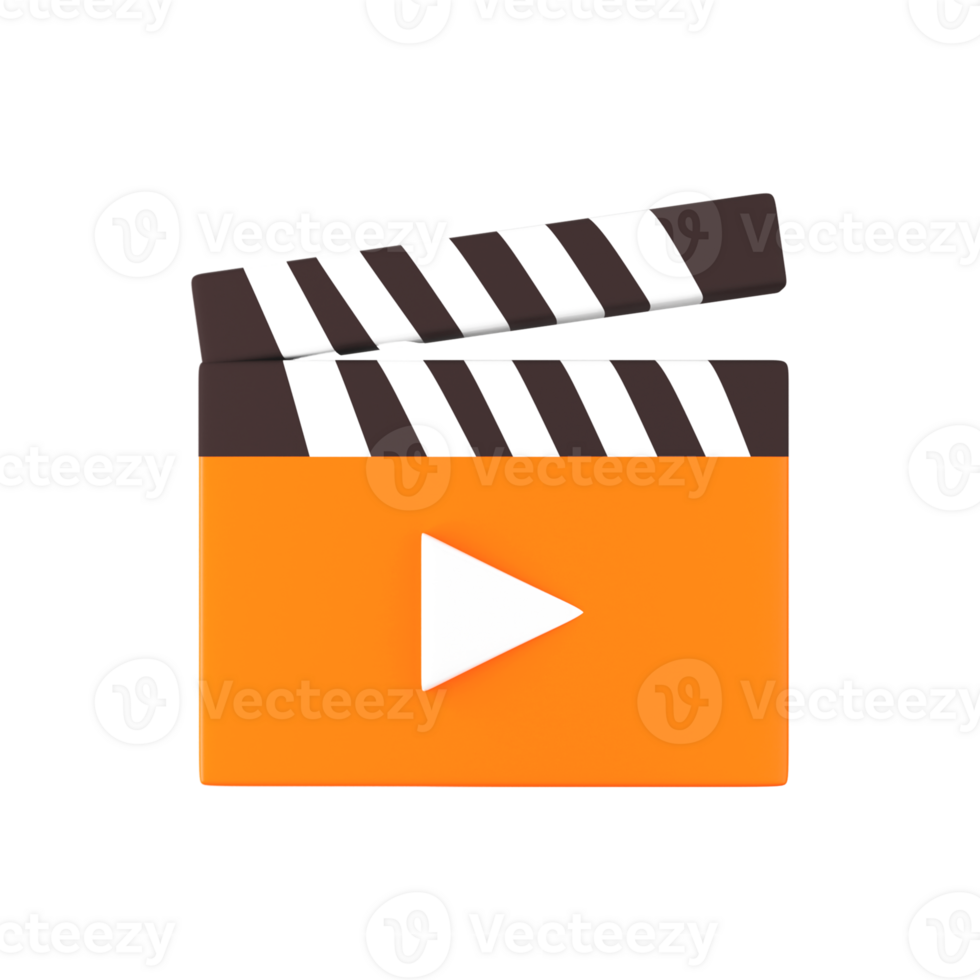 Brown And Orange Play Clapboard 3D Icon. png