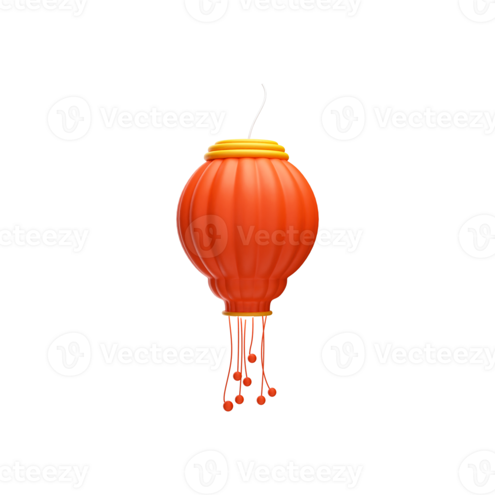3D Circular Chinese Lantern Hang Icon In Orange Color png