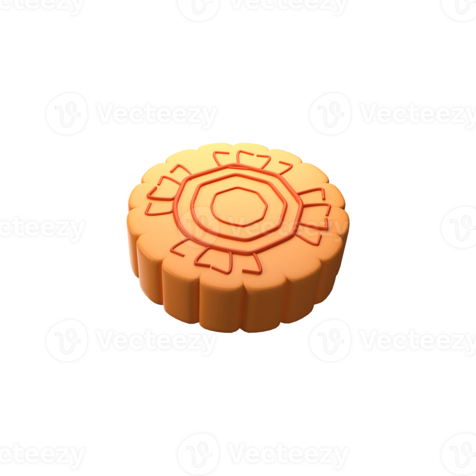 Orange Floral Mooncake Icon In Orange Color. png