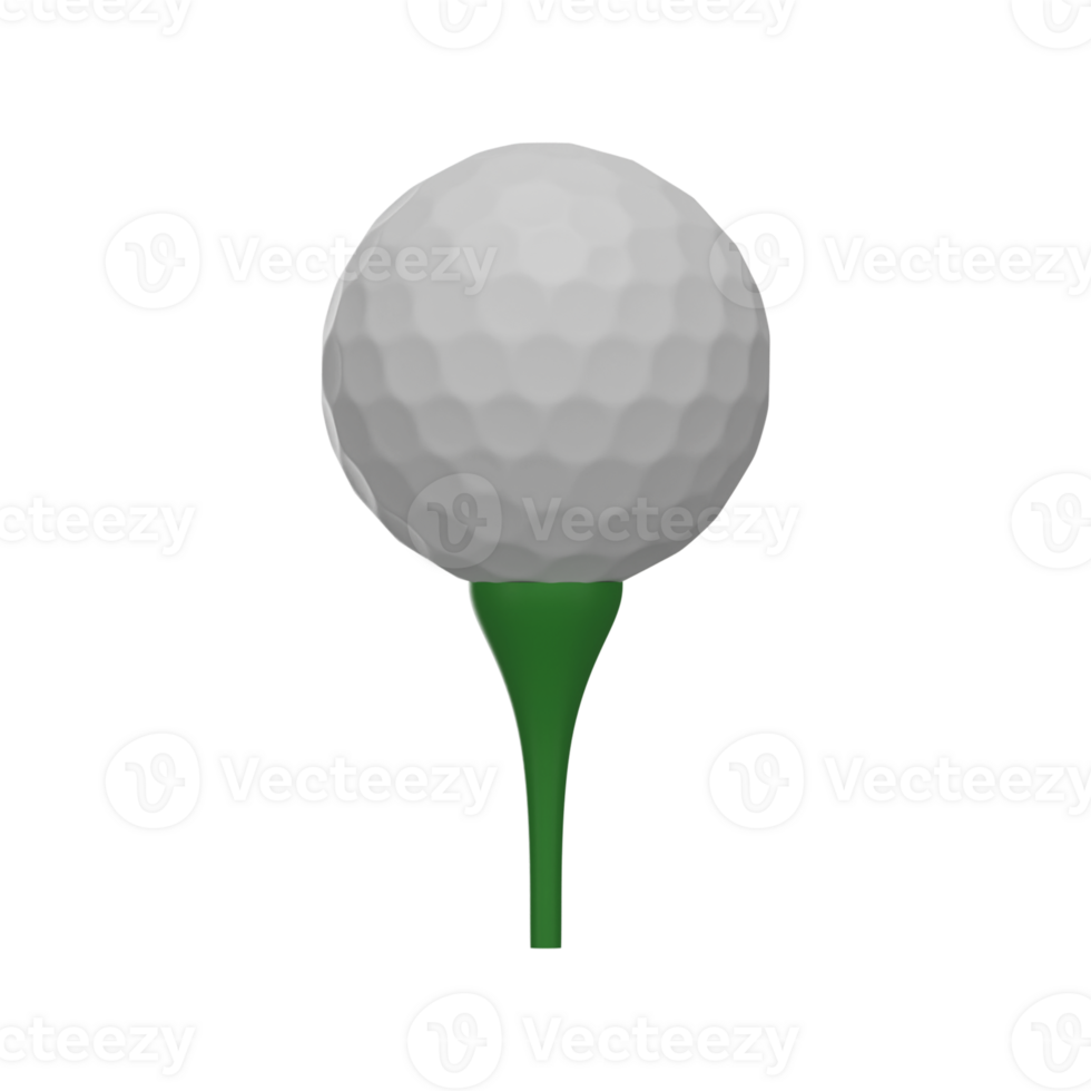 3D Render of Golf Ball On Pin Icon In Green And White Color. png