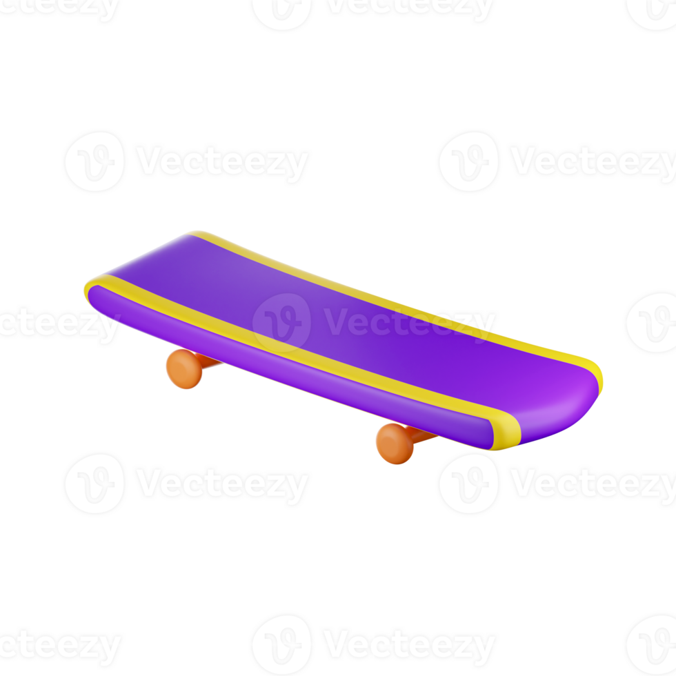 Yellow And Purple Illustration of Skating Board 3D Icon. png