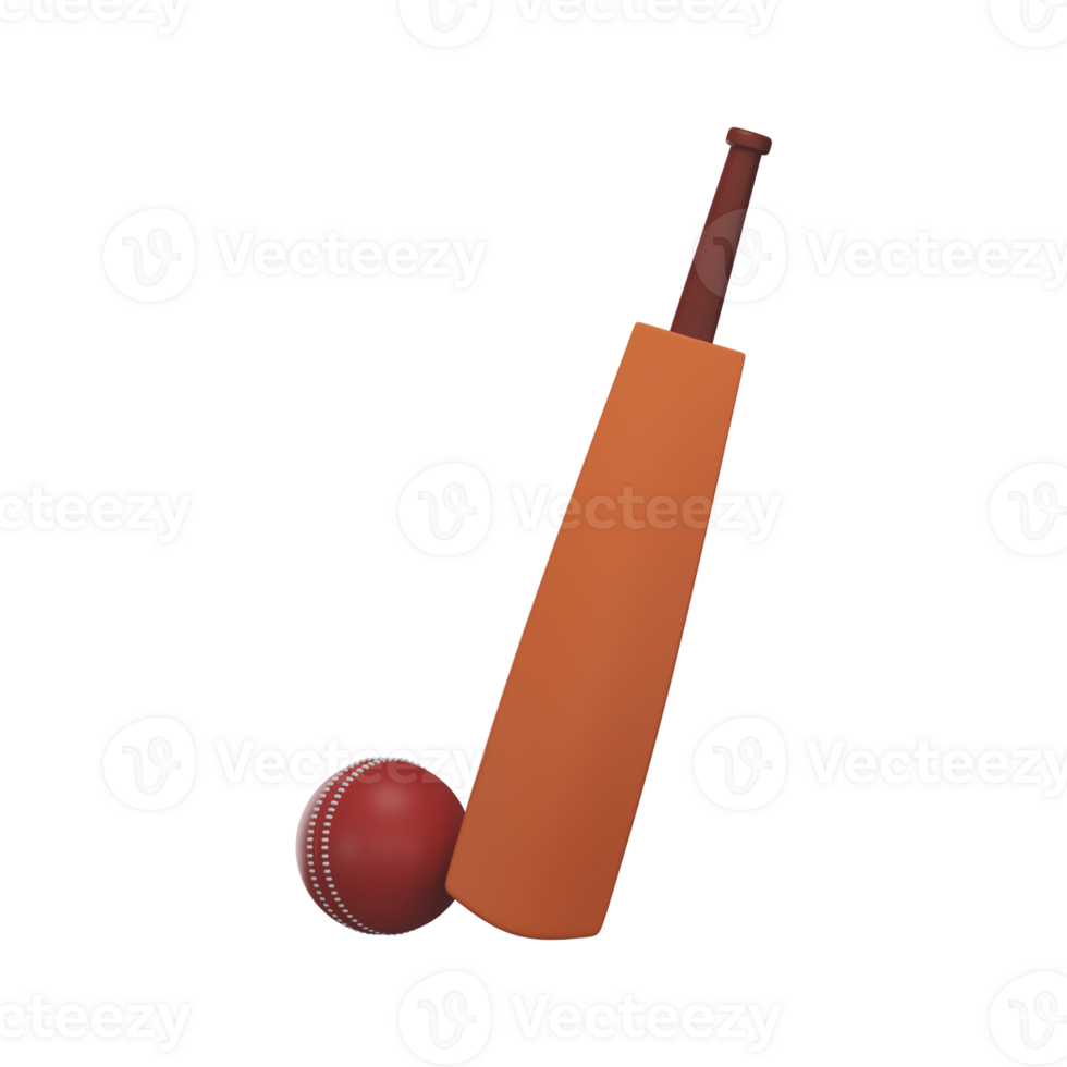 3D Style Cricket Bat And Ball Icon In Brown Color. png