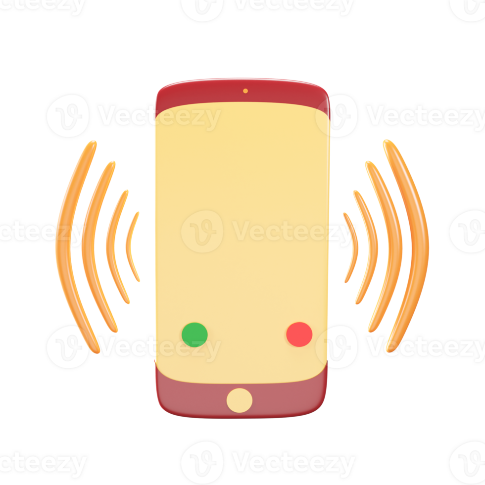 Smartphone Ringing 3D Icon In Yellow And Red Color. png
