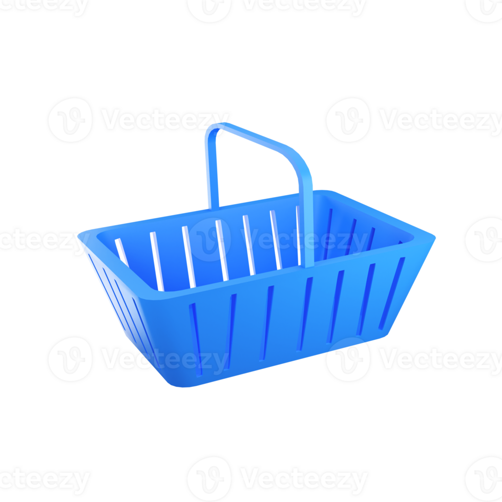 Isolated Blue Basket Element In 3D Style. png