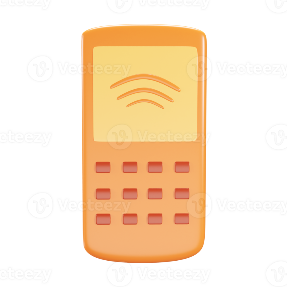 Wifi relier clavier téléphone d'or 3d icône dans Orange couleur. png