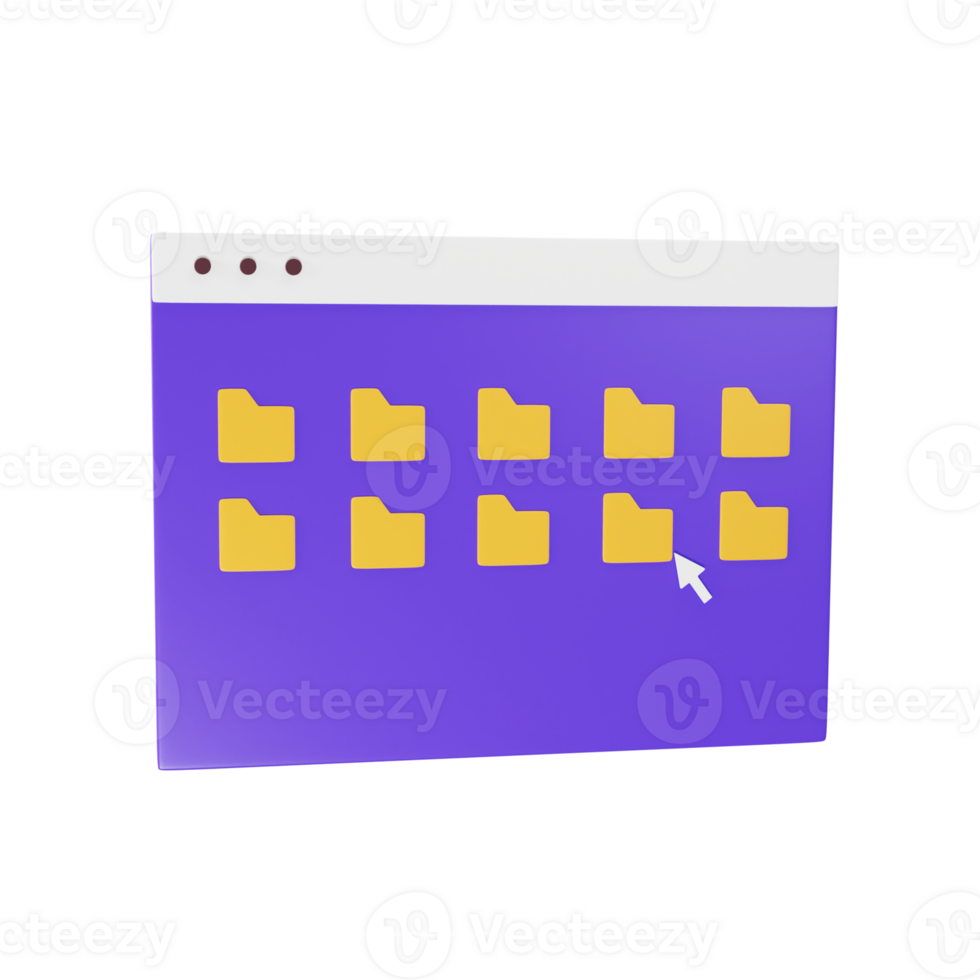 Seleccione múltiple archivo carpeta en ventana pantalla icono en 3d estilo. png