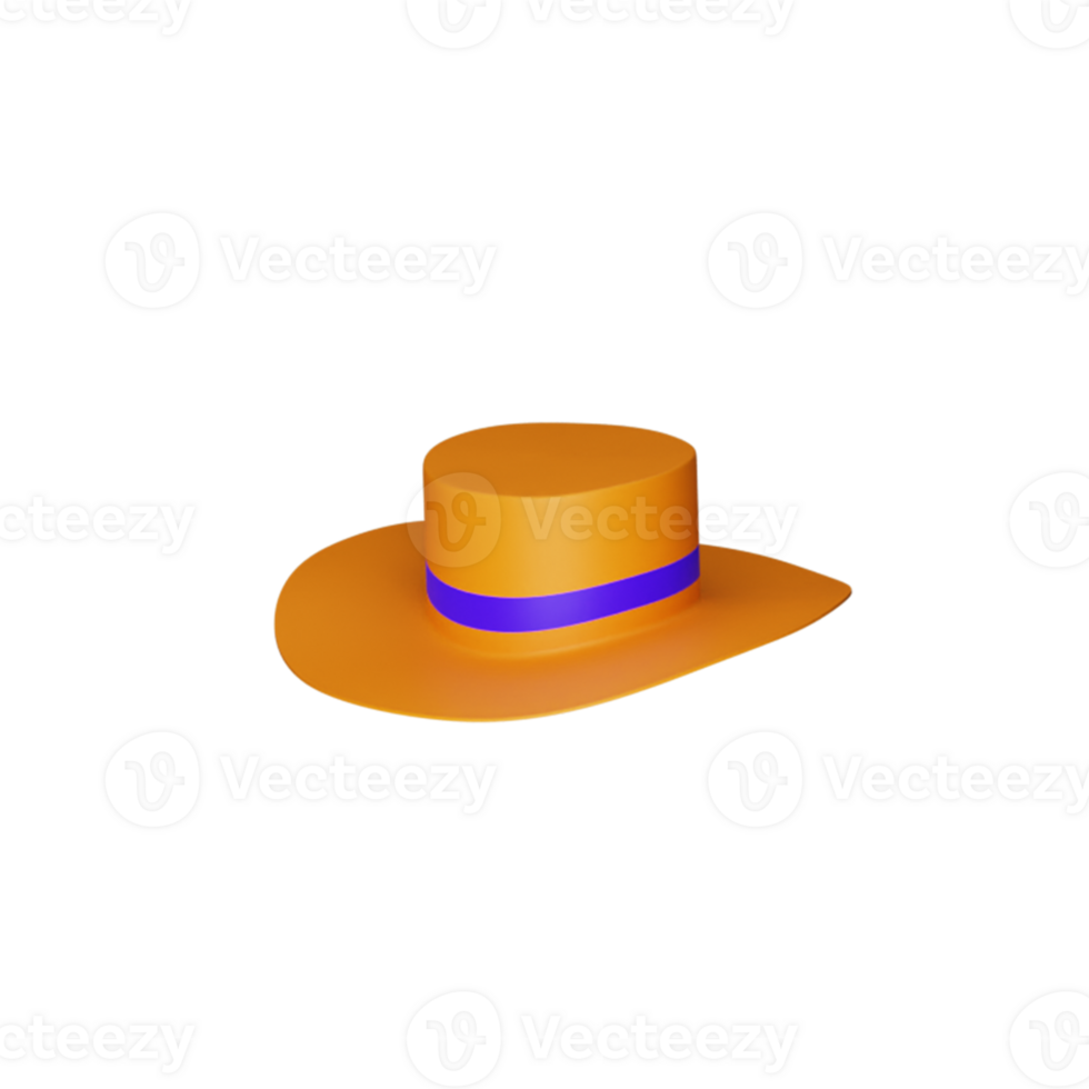 Orange Panama Hat Icon In 3D Render. png