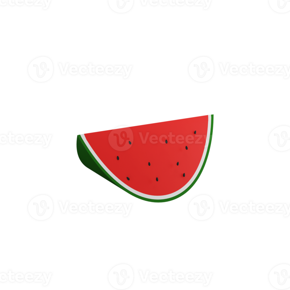 3D Illustration Of Watermelon Slice Icon. png