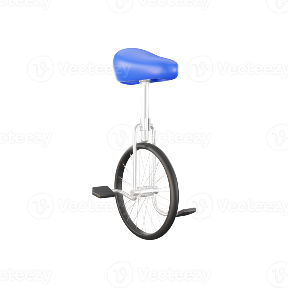 3D Illustration of Blue Unicycle Icon. png