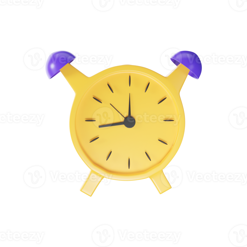 Golden And Purple Alarm Clock Icon In 3D Render. png