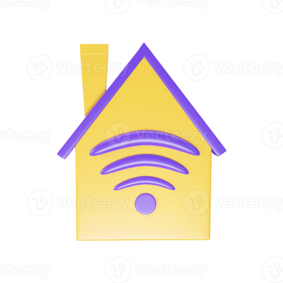 gul och lila wiFi Hem 3d ikon. png