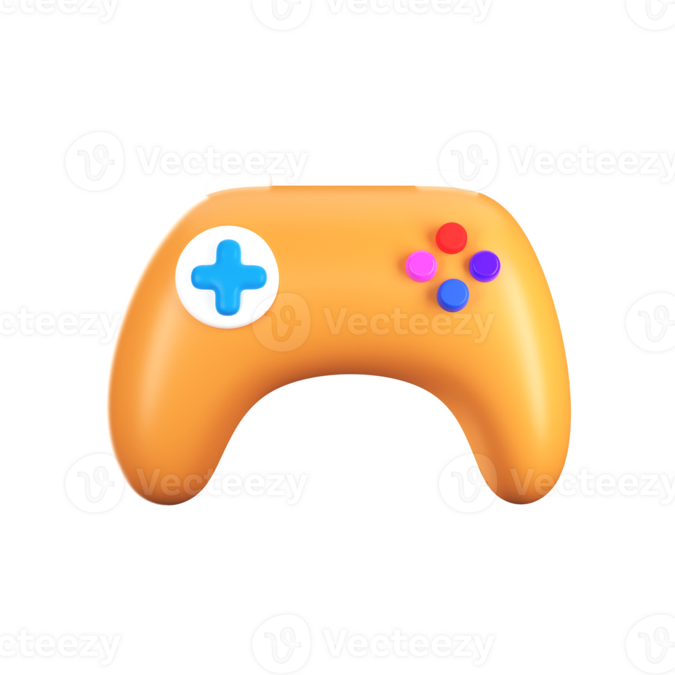 3D Illustration Of Yellow Video Game Pad Element. png