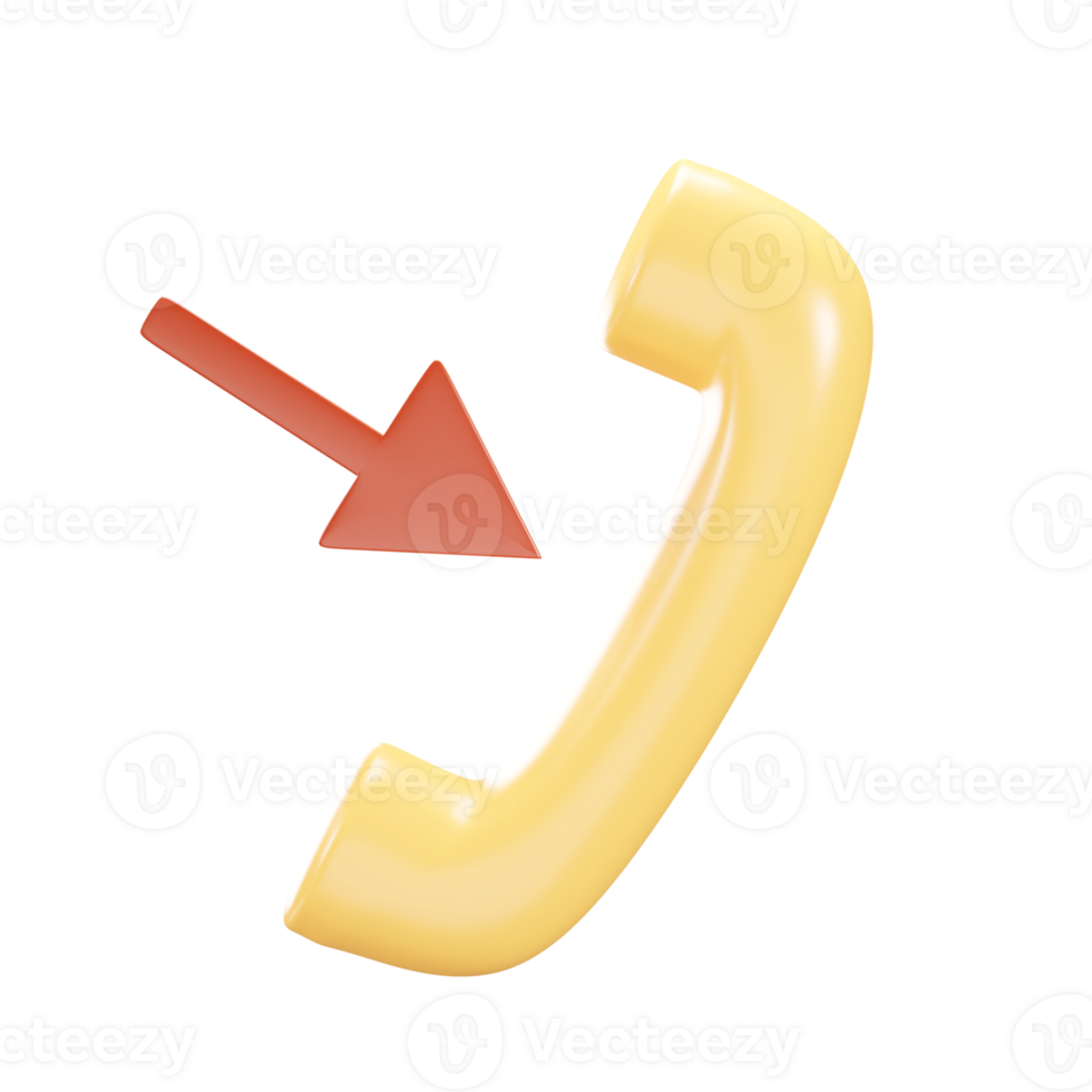 3D Illustration Of Incoming Phone Call Icon In Yellow Color. png