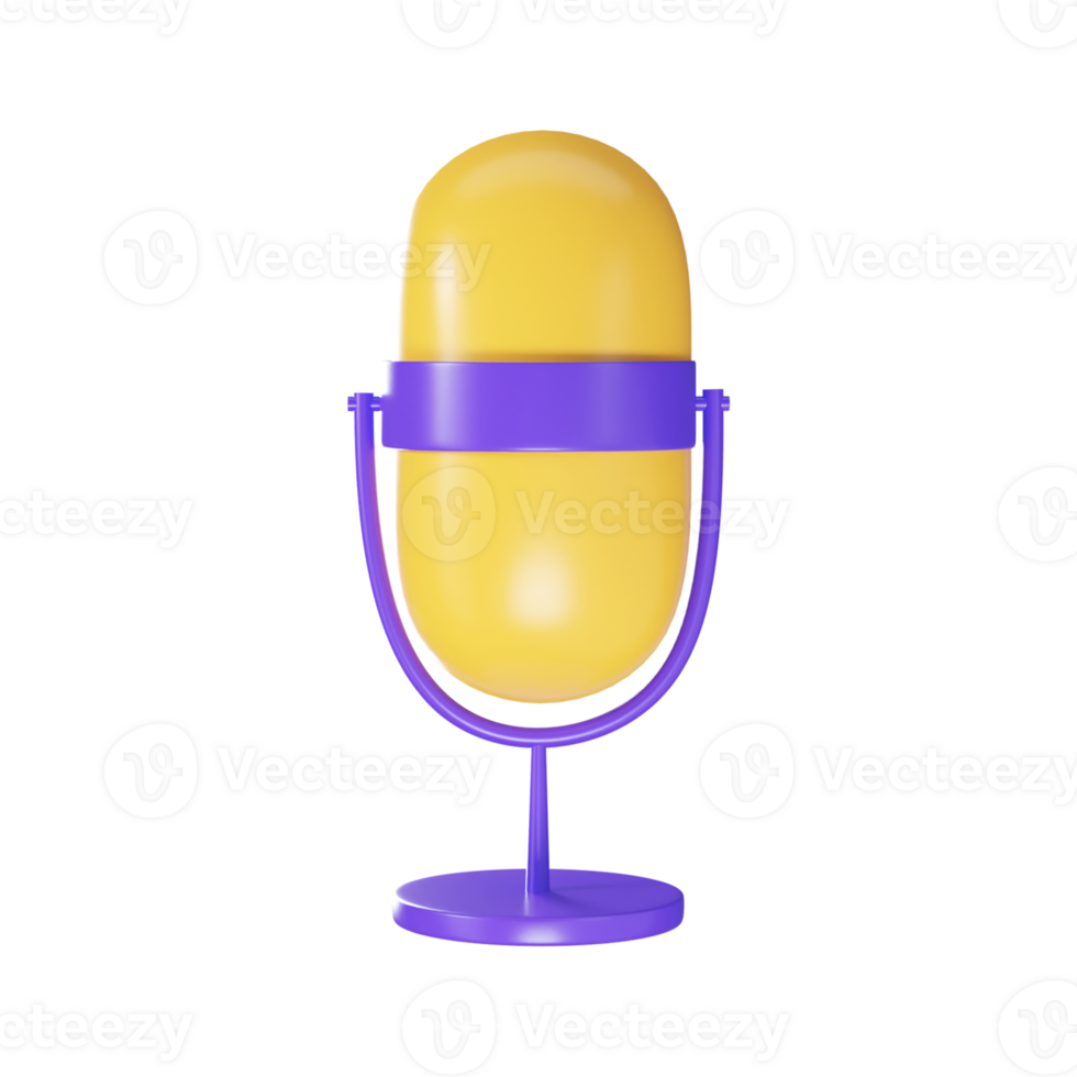 Yellow And Purple Microphone Icon In 3D Style. png