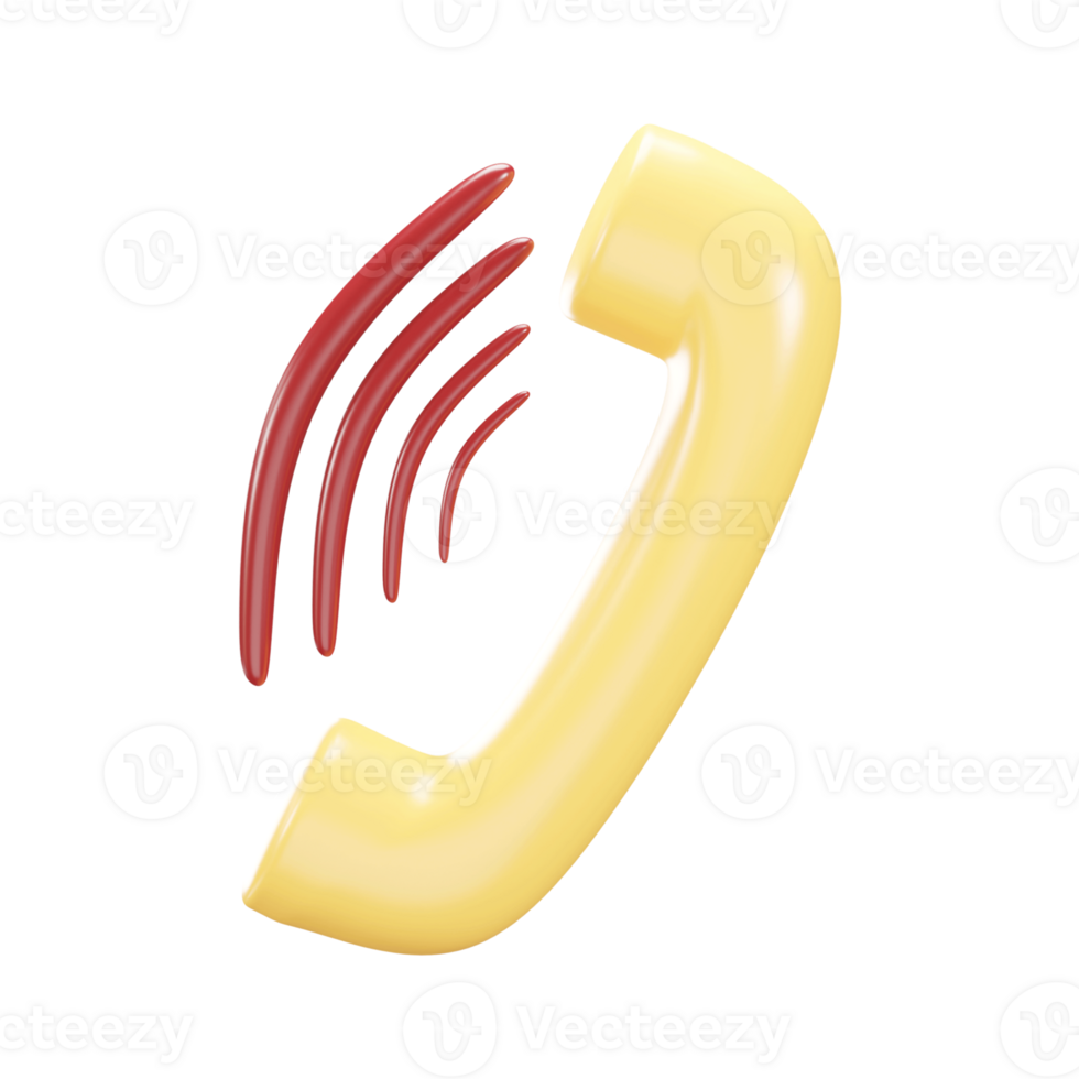 3D Render Phone Ringing Icon In Yellow Color. png